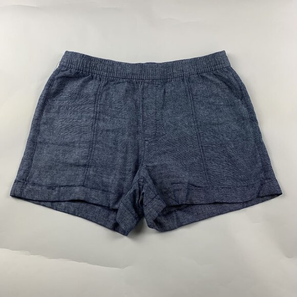 Old Navy Blue Chambray Linen Blend High Rise Pull On Shorts M - Picture 1 of 5